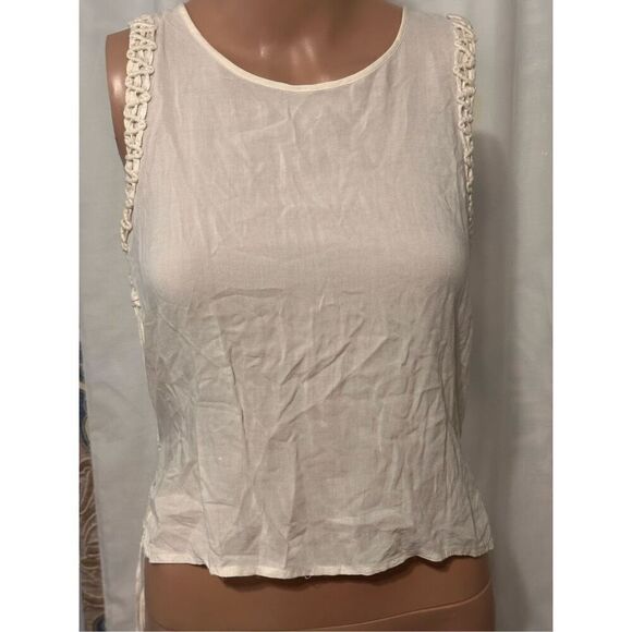 BEAUTIFUL Staring at Stars Cream Crochet Fringe tank top XSmall Boho Festival UO - Picture 4 of 7